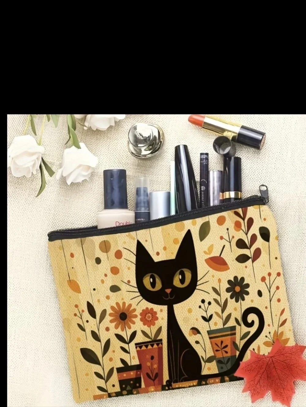 Cat Decor Every Day Cosmectics Makeup Pouch NEW
